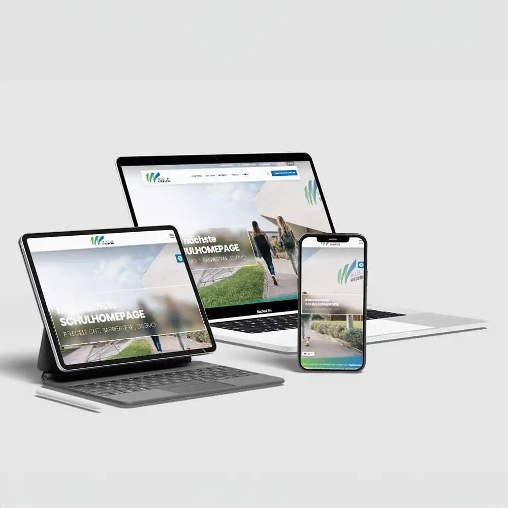 Professionelle Realschul-Website auf Laptop, Tablet und Smartphone &ndash; responsiv und modern